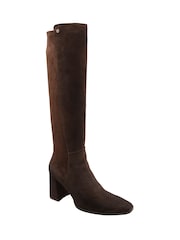Ravel Brown Knee High Stretch Boots - Image 1 of 4