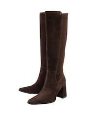 Ravel Brown Knee High Stretch Boots - Image 2 of 4