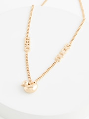 Rockett St George Gold Tone Ducks Slogan Necklace - Image 4 of 5