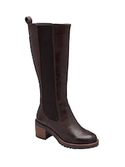 Ravel Brown Knee High Gusset Boots - Image 1 of 4