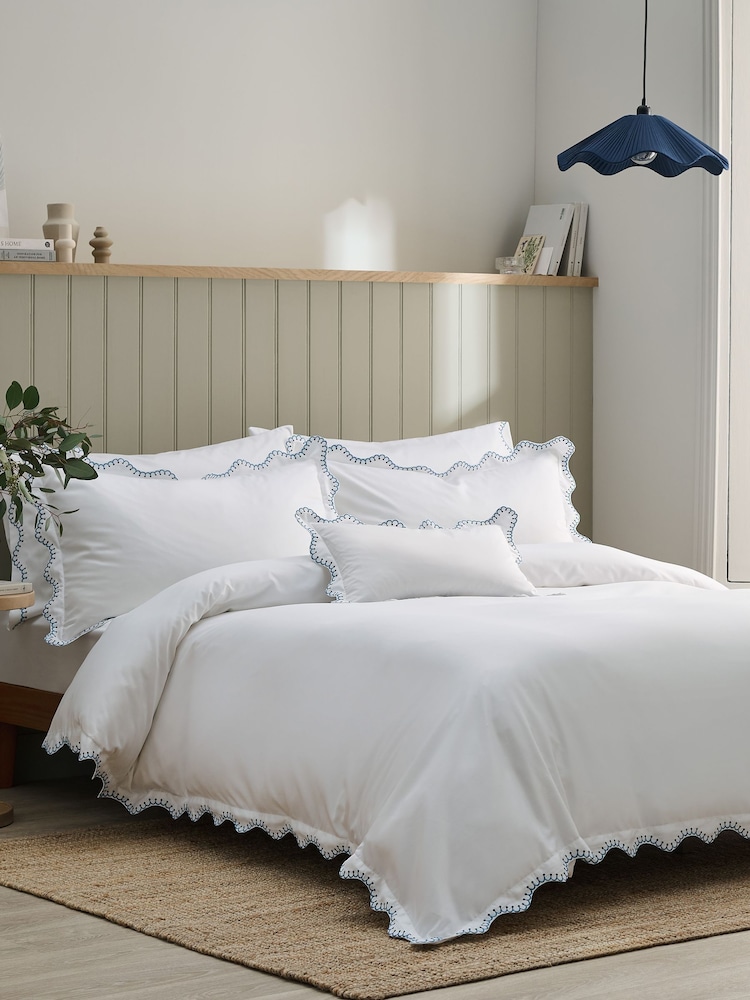 Christy Indigo Lucerne Cotton Duvet Cover & Pillowcase Set - Image 2 of 5 Christy Indigo Lucerne Cotton Duvet Cover & Pillowcase Set - Image 2 of 5