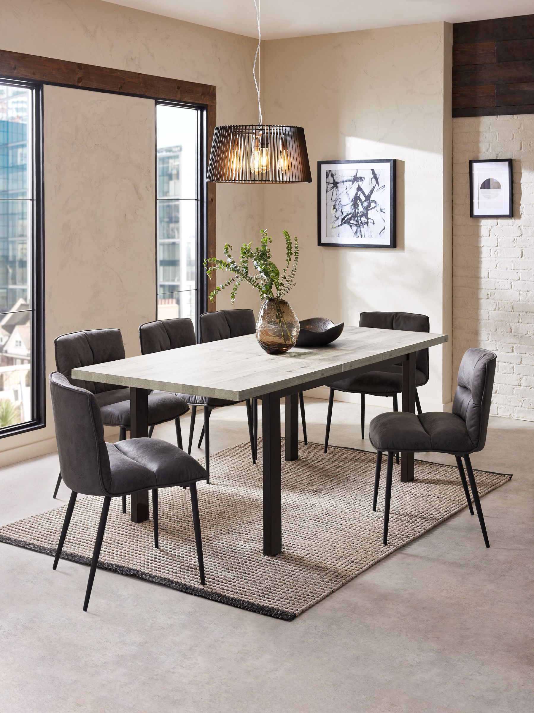 Buy Grey Bronx Oak Effect Rectangle 6 to 8 Seater Extending Dining Table from the Next UK online shop