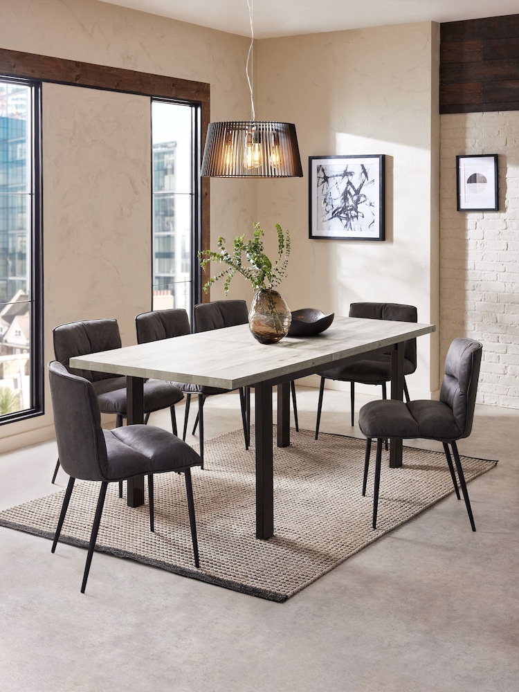 Grey Bronx Oak Effect Rectangle 6 to 8 Seater Extending Dining Table - Image 1 of 6