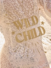 Rockett St George White Leopard Print Burnout Slogal Back Maxi Kimono - Image 5 of 7