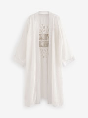 Rockett St George White Leopard Print Burnout Slogal Back Maxi Kimono - Image 6 of 7