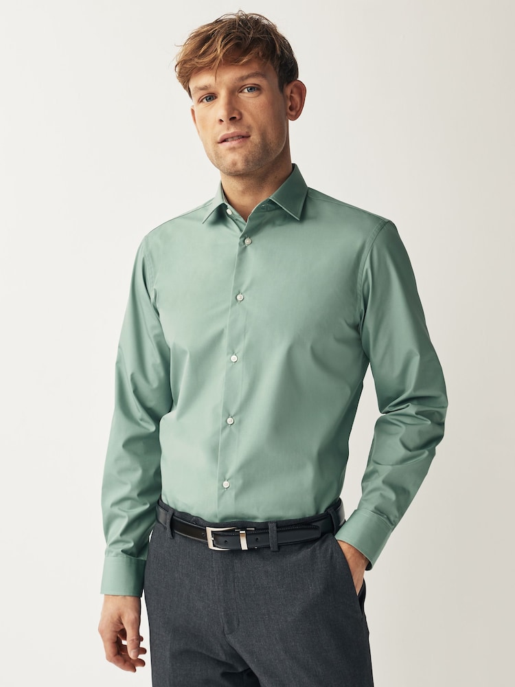 Aqua Green Regular Fit Easy Care Single Cuff Shirt - Image 1 of 7