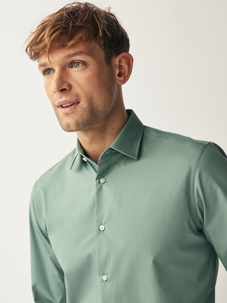 Aqua Green Regular Fit Easy Care Single Cuff Shirt - Image 4 of 7
