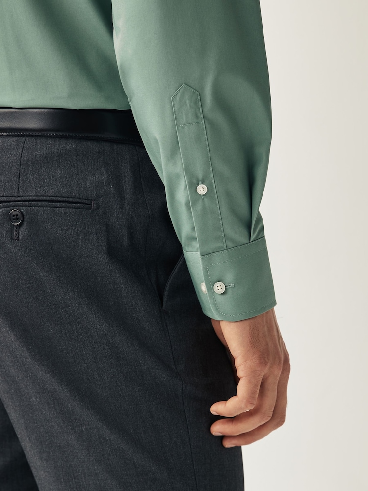 Aqua Green Regular Fit Easy Care Single Cuff Shirt - Image 5 of 7