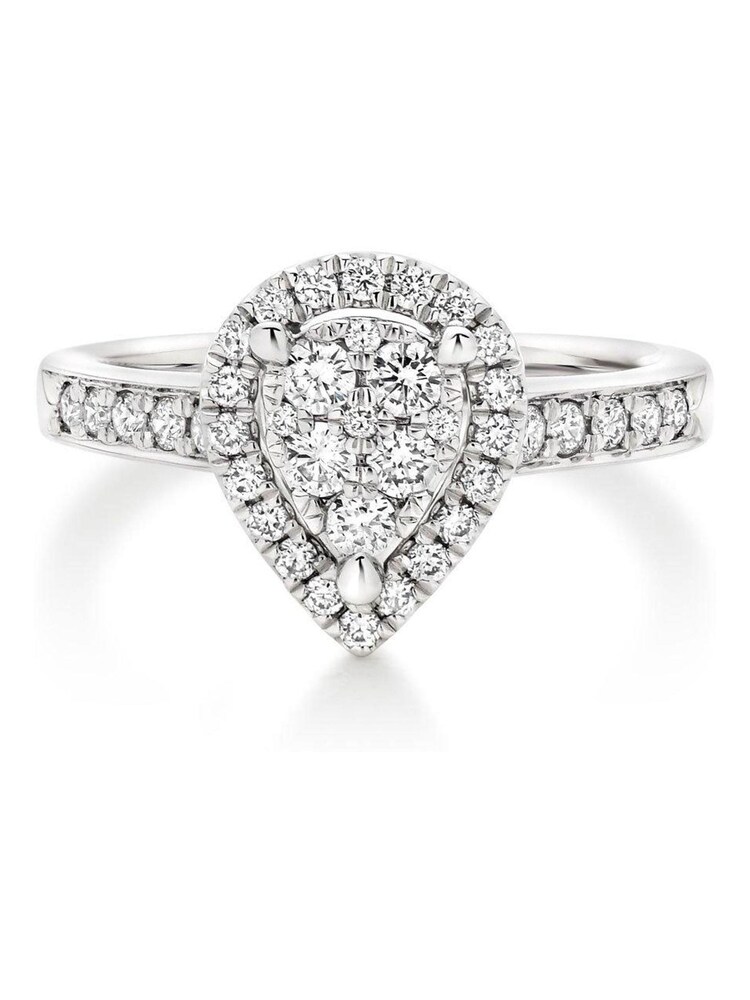 Beaverbrooks Platinum Diamond Pear Cluster Ring - Image 1 of 7