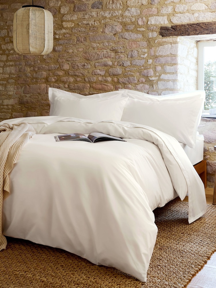 Christy Ivory Pure Cotton Percale Duvet Cover & Pillowcase Set - Image 2 of 4