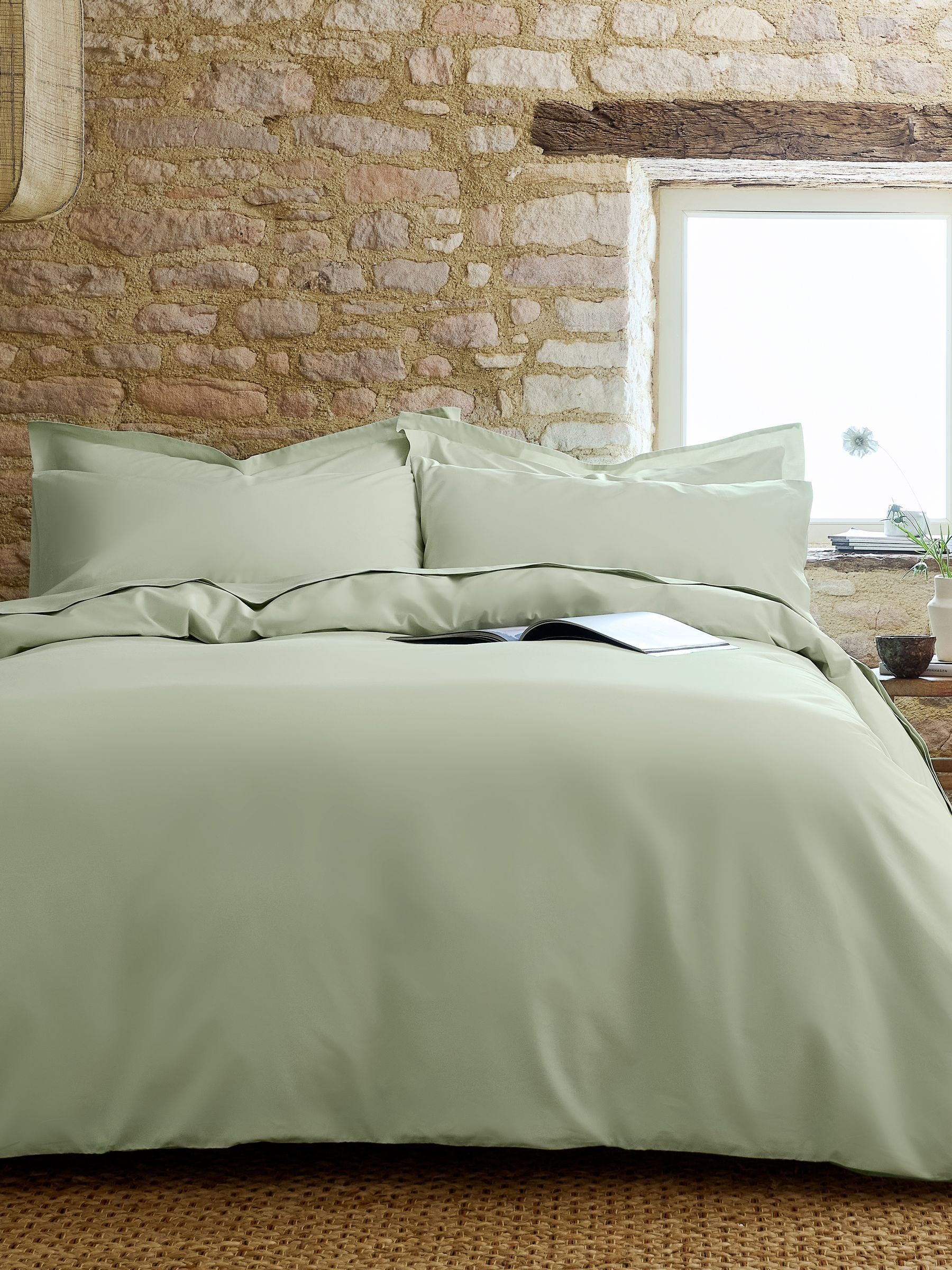 CHRISTY Pure Cotton Percale Duvet Cover Sets in Green | Size: Super King - Image 3