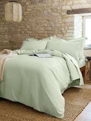 Christy Sage Pure Cotton Percale Duvet Cover & Pillowcase Set - Image 2 of 4