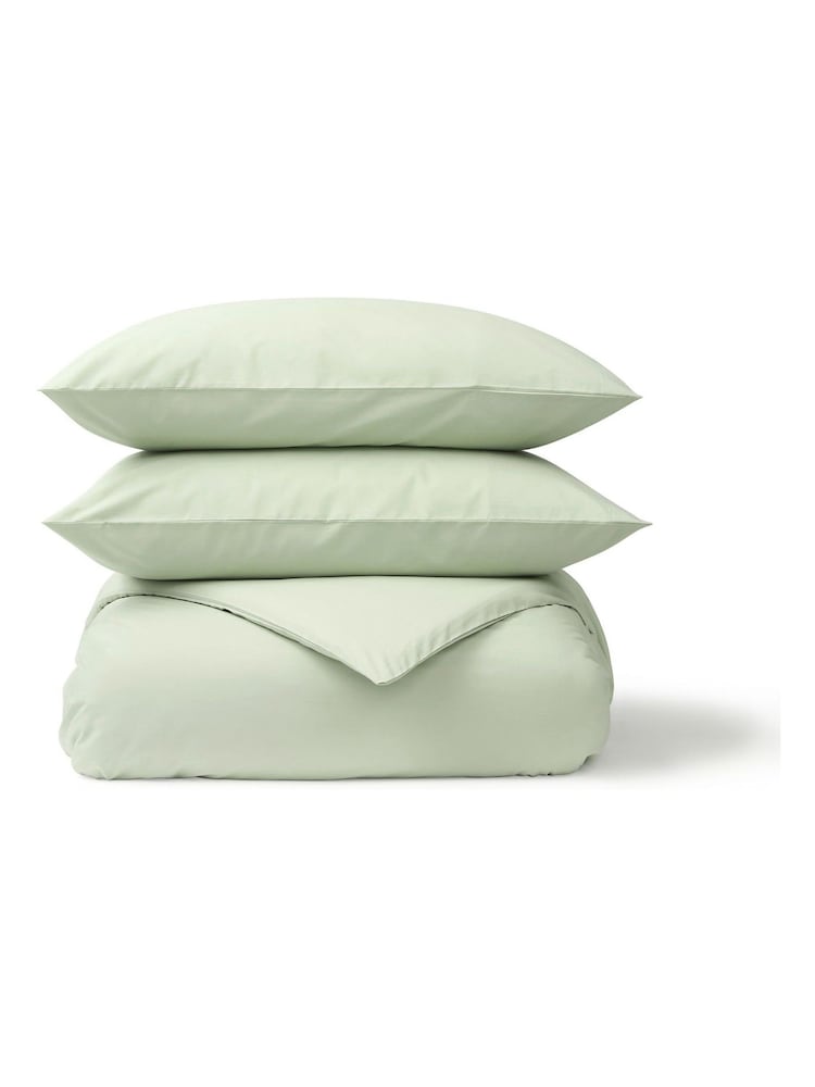 Christy Sage Pure Cotton Percale Duvet Cover & Pillowcase Set - Image 4 of 4 Christy Sage Pure Cotton Percale Duvet Cover & Pillowcase Set - Image 4 of 4