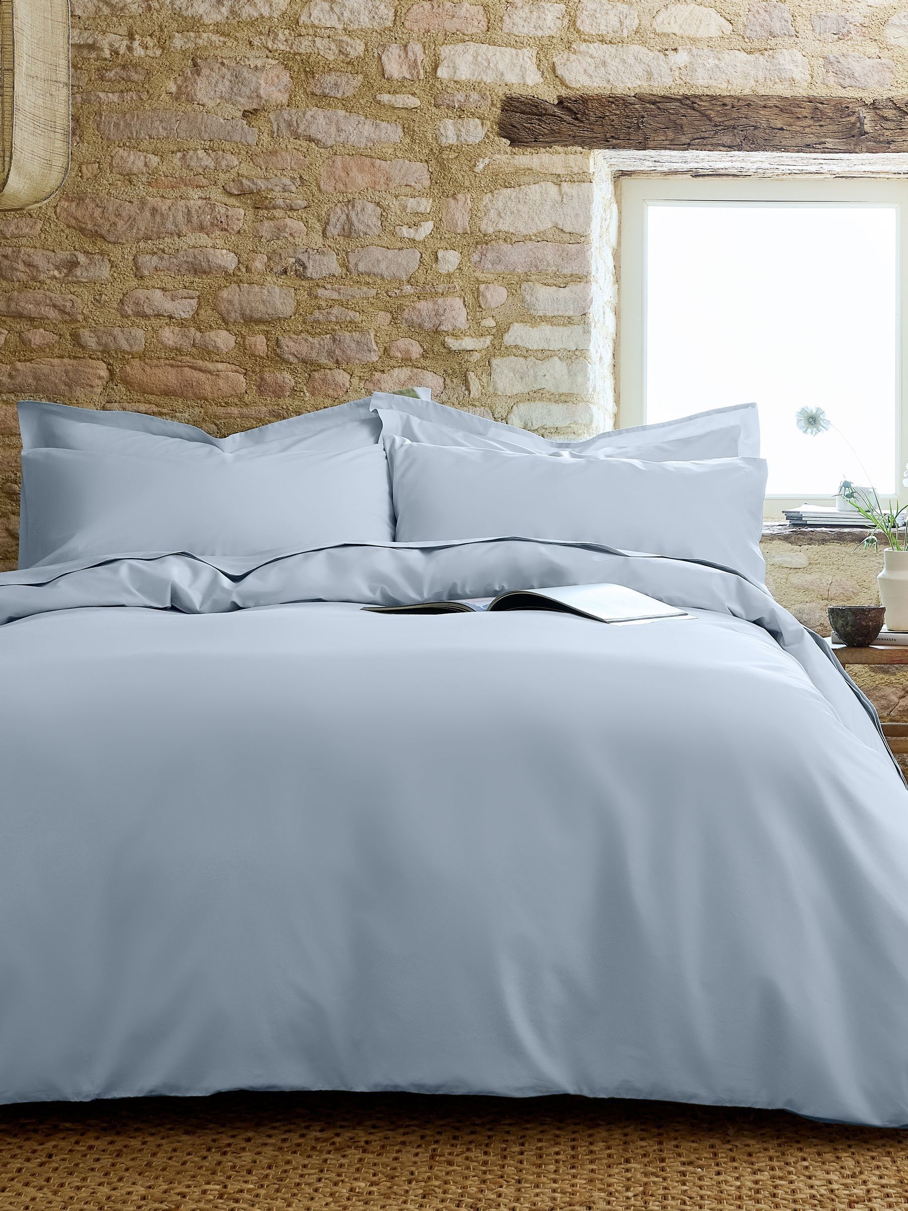 Christy Unisex Blue Pure Cotton Percale Duvet Cover & Pillowcase Set - Image 3