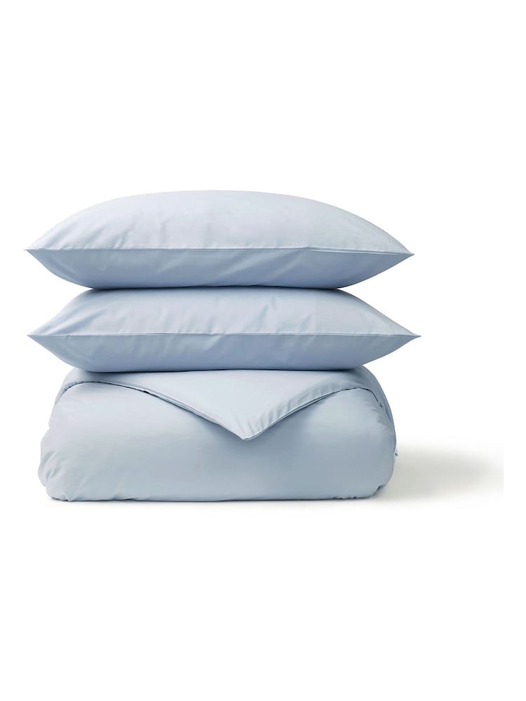 Christy Blue Pure Cotton Percale Duvet Cover & Pillowcase Set - Image 1 of 1 Christy Blue Pure Cotton Percale Duvet Cover & Pillowcase Set - Image 1 of 1