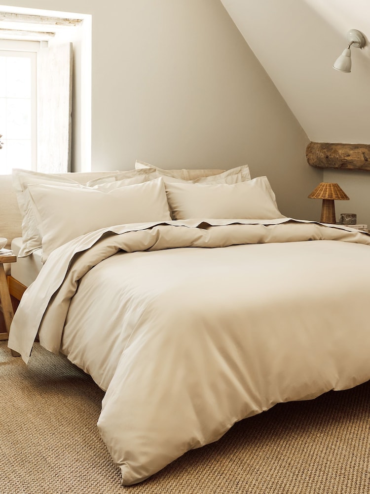 Christy Hazelnut Pure Cotton Percale Duvet Cover & Pillowcase Set - Image 2 of 4