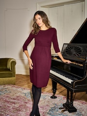 Seraphine Burgundy Red Maternity Long Sleeve Mini Dress - Image 3 of 9