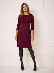 Seraphine Burgundy Red Maternity Long Sleeve Mini Dress - Image 5 of 9