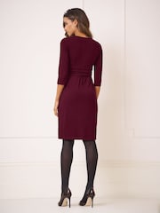 Seraphine Burgundy Red Maternity Long Sleeve Mini Dress - Image 8 of 9