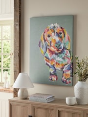 Blue Sausage Dog Canvas Wall Art - Image 2 of 5