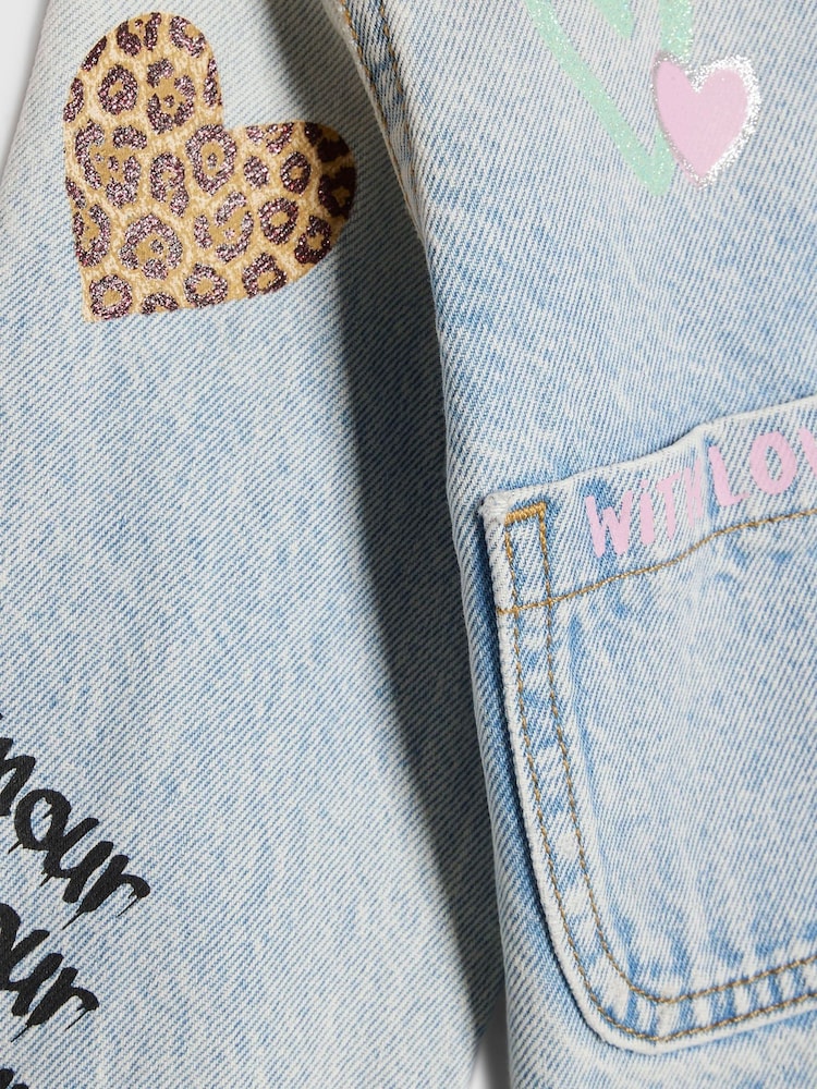 River Island Leopard жүрек тәрізді деним күртеше - 4суретінің 4 суреті