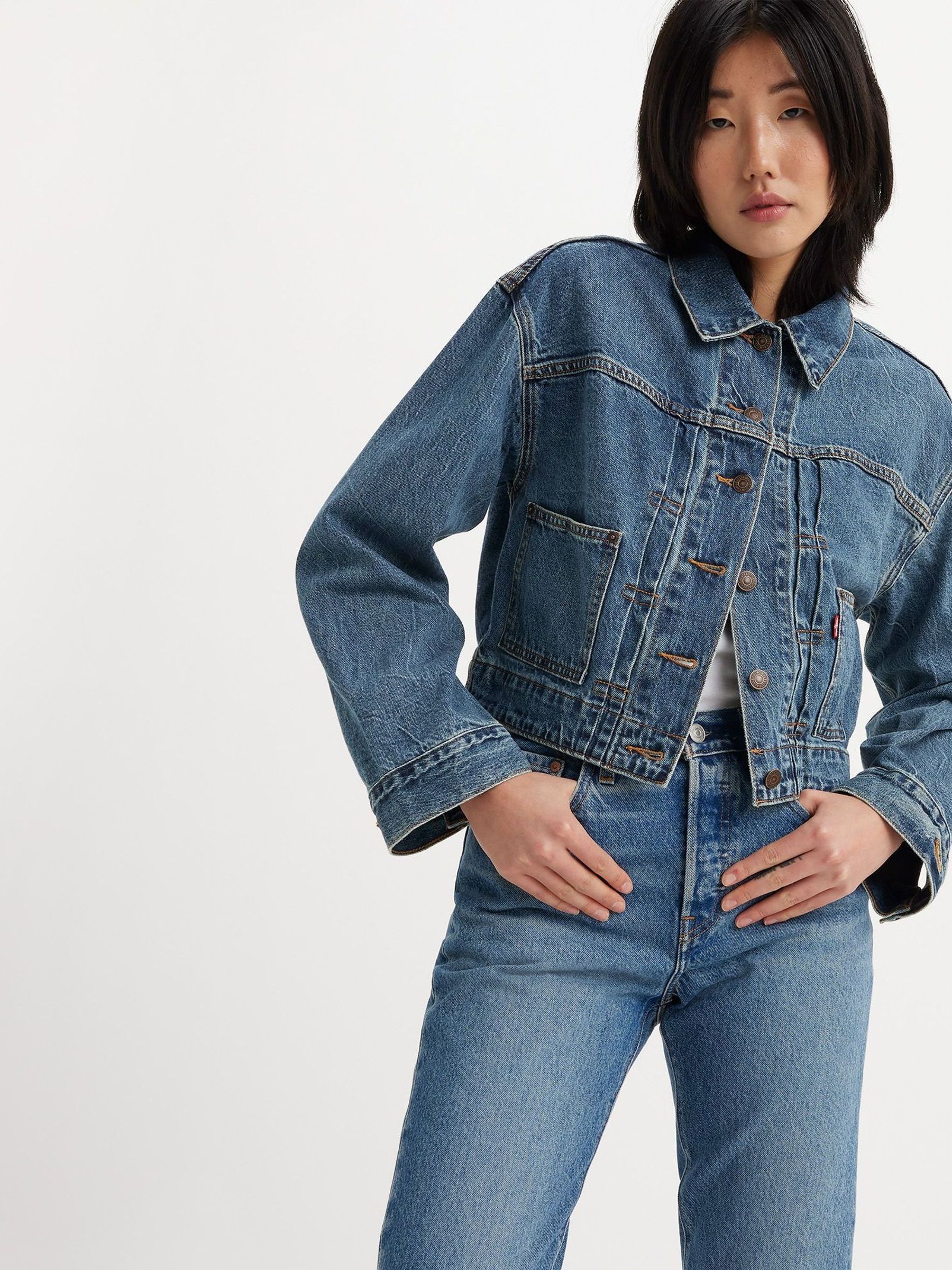 Womens trucker denim jacket sale