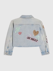 River Island Blue Leopard Heart Denim Jacket - Image 2 of 4