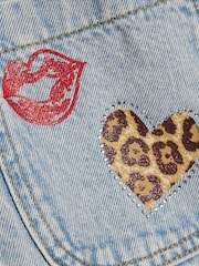 River Island Blue Leopard Heart Denim Jacket - Image 4 of 4