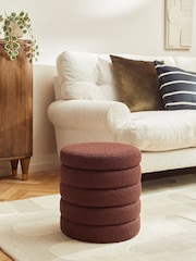 Casual Bouclé Rust Brown Stella Ribbed Storage Stool - Image 1 of 9
