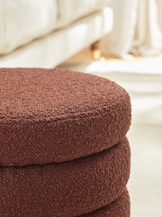 Casual Bouclé Rust Brown Stella Ribbed Storage Stool - Image 3 of 9