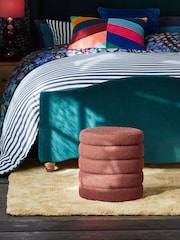 Casual Bouclé Rust Brown Stella Ribbed Storage Stool - Image 4 of 9