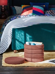 Casual Bouclé Rust Brown Stella Ribbed Storage Stool - Image 5 of 9