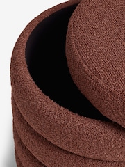 Casual Bouclé Rust Brown Stella Ribbed Storage Stool - Image 6 of 9