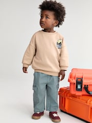 Tan Brown Back Printed Crew Neck Sweat Top (3mths-7yrs) - Image 2 of 8