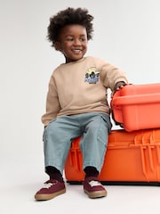 Tan Brown Back Printed Crew Neck Sweat Top (3mths-7yrs) - Image 3 of 8