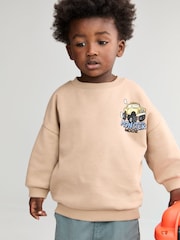 Tan Brown Back Printed Crew Neck Sweat Top (3mths-7yrs) - Image 4 of 8