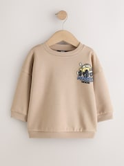 Tan Brown Back Printed Crew Neck Sweat Top (3mths-7yrs) - Image 5 of 8