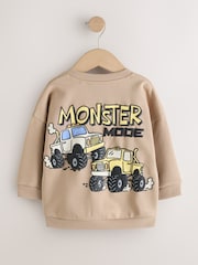 Tan Brown Back Printed Crew Neck Sweat Top (3mths-7yrs) - Image 6 of 8