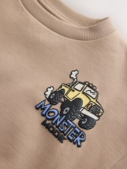 Tan Brown Back Printed Crew Neck Sweat Top (3mths-7yrs) - Image 8 of 8