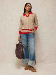 White Stuff Natural Cara Collar Jumper - Image 1 of 6