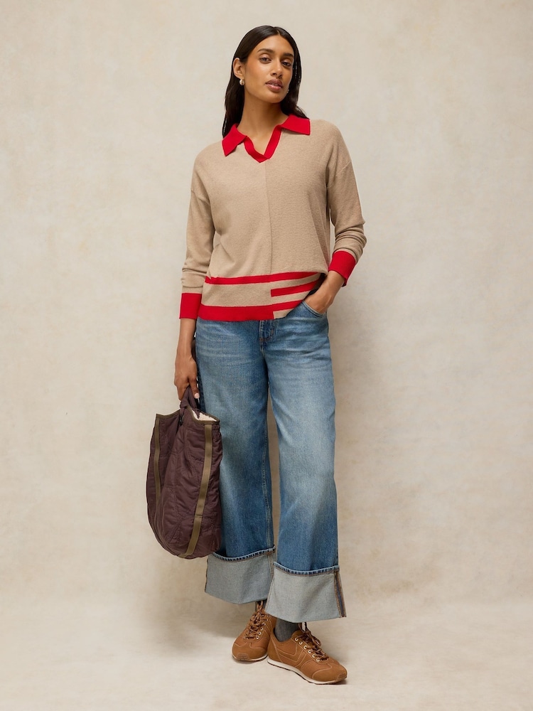 White Stuff Natural Cara Collar Jumper - Image 1 of 6 White Stuff Natural Cara Collar Jumper - Image 1 of 6