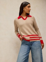 White Stuff Natural Cara Collar Jumper - Image 2 of 6