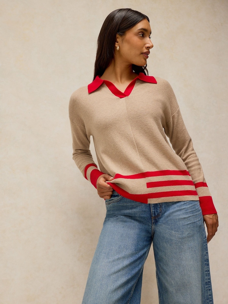 White Stuff Natural Cara Collar Jumper - Image 2 of 6 White Stuff Natural Cara Collar Jumper - Image 2 of 6