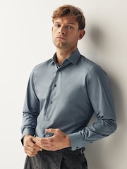 Темно-серый - Зауженный крой - Easy Care Single Cuff Smart Shirt - Image 1 of 7