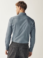 Темно-серый - Зауженный крой - Easy Care Single Cuff Smart Shirt - Image 3 of 7