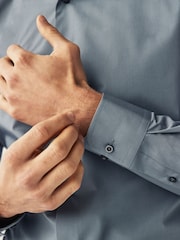 Темно-серый - Зауженный крой - Easy Care Single Cuff Smart Shirt - Image 5 of 7