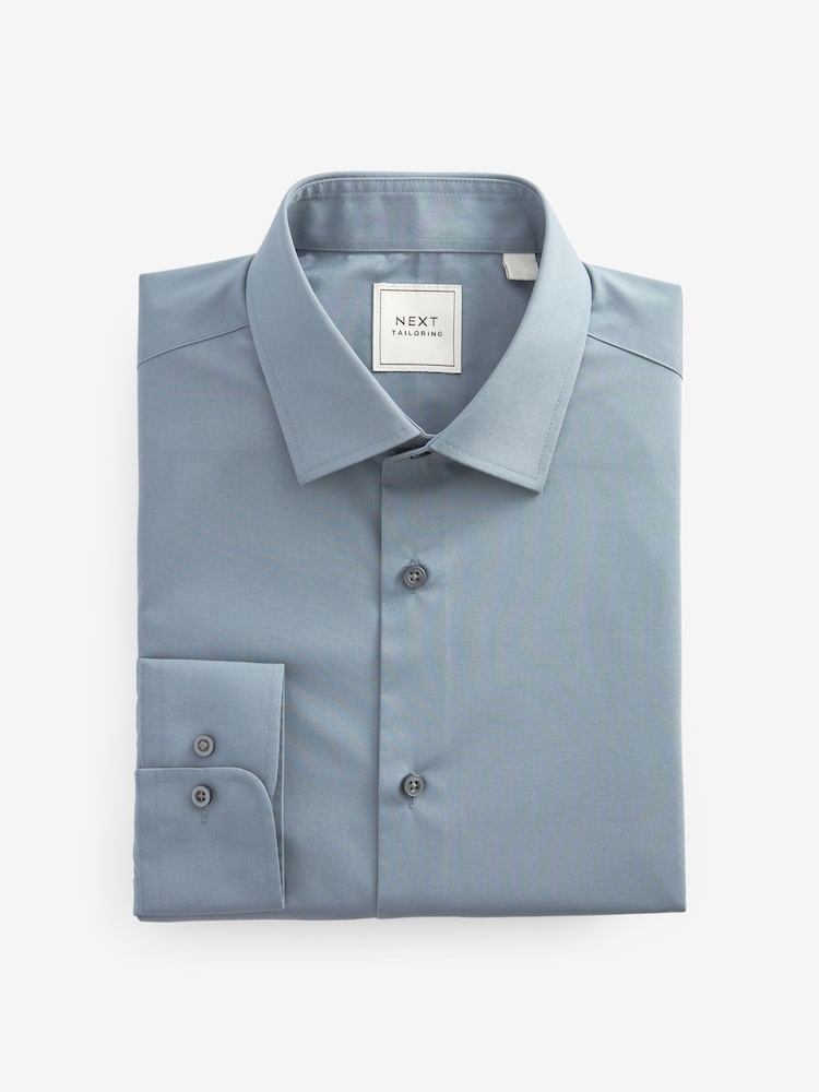 Dark Grey Slim Fit Easy Care Single Cuff Shirt - Image 6 of 7