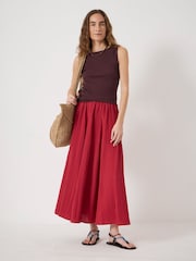 Hush Ruby Red Mavi Godet Crinkle Midi Skirt - Image 2 of 5