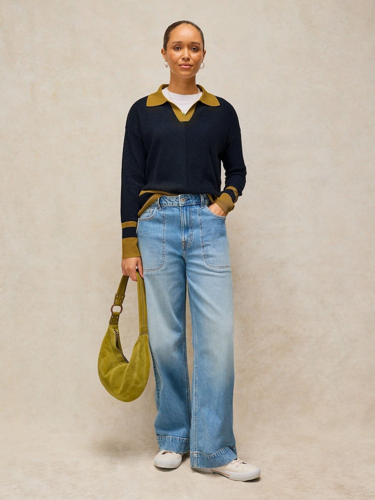 White Stuff Blue Cara Collar Jumper - Image 1 of 6 White Stuff Blue Cara Collar Jumper - Image 1 of 6