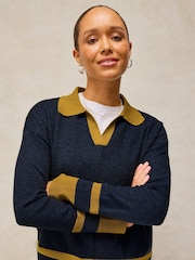 White Stuff Blue Cara Collar Jumper - Image 2 of 6
